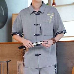 Tunonlus Ice Silk Short Sleeve T-Shirt Set Casual Loose Mens Summer Fashionable Chinese Style Youthful Breathable Clothing