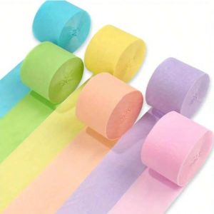 6Pcs Vibrant Pastel Paper Ribbon Rolls Soft Colors Elegant Crepe Paper Streamers for Birthday Wedding Party Decor Crafting Celeb