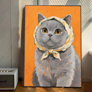 DIY Oil Painting By Number Cat Wearing A Turban Home Decoration Wall Living Room Decor Best Gift Frameelss