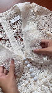 MG138-0624 : มินิเดรสสีครีม Cream Verbena Lace Dress