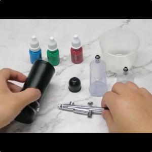 สปอยเลอร์พกพาพร้อมคอมเพรสเซอร์ สีฟ้า ควบคุมแรงดัน สำหรับพ่นสีหน้าและงานศิลปะ