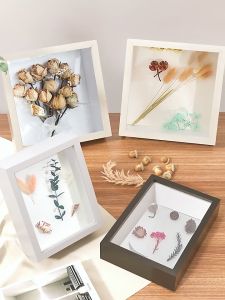 8” x 10” Shadow Box Picture Frame - Deep Wood & Glass Display Case valentines gift ideas Ready to Hang Memory Box Baby Sports Memorabilia Pins Awards Medals Wedding Tickets and Photos (Black、White)