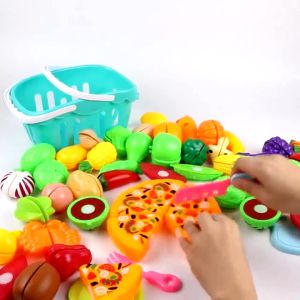 Mainan Potong Buah 86pcs Set Mainan Dapur Simulasi Perempuan dengan Keranjang