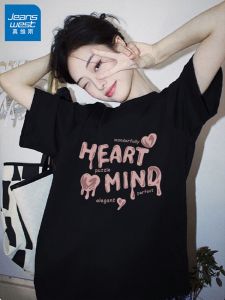 True Weave Shoulder T-Shirt Short Sleeve Womens Style Summer New Oversize Hong Kong Flavor Chic Top Street Style Cotton Crew Neck