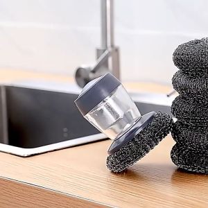 Bàn chải cọ xoong nồi cọ bếp cọ rửa bát đĩa có bình đựng xà phòng -Aeneas Shop