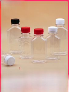 Transparent PET Plastic Wine Bottle 100ml 125ml 250ml Disposable Sealed Oil Bottle Drink Bottle for Takeaway Chinese Style Kitchen Storage Jar