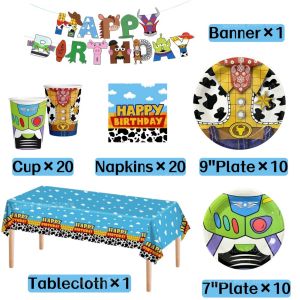 Hasbro | Toy Inspired Story Birthday Decorations Set Include Paper Plates Napkins Cups Banner Tablecloth for Kids Birthday Party Supplies