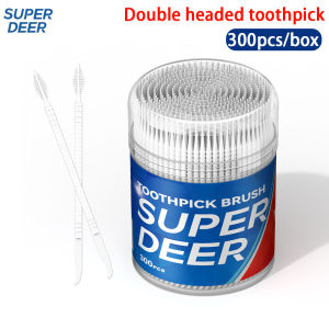 300Pcs Double-Headed Flosser Toothpicks Disposable Interdental Brush Dental Floss Pick Oral Cleaning Hygiene Teeth Care Sticks