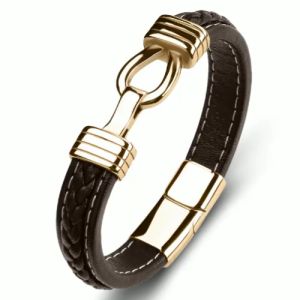 FEDD - Punk Gelang Pria Microfiber Leather Stainless Steel Bracelet Fashion Hype Anti Karat