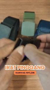 Sabuk MenS Canvas Ikat Pinggang Metal Buckle Solid Belt - Hijau Army