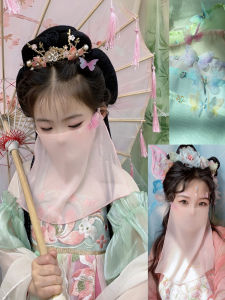 Original Parent-Child Style Butterfly Fairy Dance Face Curtain Multicolor Fairy Design Hanfu Shawl Multifunctional Polyester Fiber