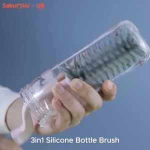 SAKUMINI SILICONE BOTTLE BRUSH: Sikat Pembersih Botol Sedotan Dot Bayi 3IN1