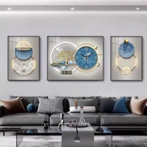 Modern Wall Clock 3 Pcs aesthetic Frame living room clock Home decor mural mute clock wall art decor