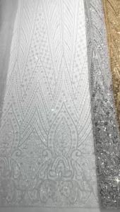 Royal Blue African Sequins Lace Fabric 2026 High Quality Tulle Lace Fabric Embroidered Beads Nigerian Fabric for Wedding Dress
