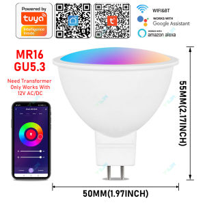 Yilin | Tuya Smart LED Spotlight Bulb GU5.3/MR16 DC12V LED Downlight Lamp RGBCW Color Change WIFI APP Control Work With Alexa GoogleHome