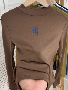 Áo Thun Dài Tay Cổ Đứng Dày Dặn Mùa Thu Đông Cho Nữ Áo Lót Bên Trong Áo Thun Dài Tay Ôm Vừa Vặn Ấm Áp