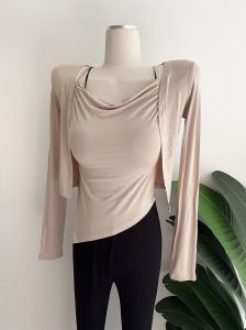 Áo Len Cardigan Mỏng Không Đều Cổ Chữ V Gợi Cảm Áo Khoác Hai Mảnh Thời Trang Thu Đông 2023 Áo Sơ Mi Nữ Chất Liệu Cotton