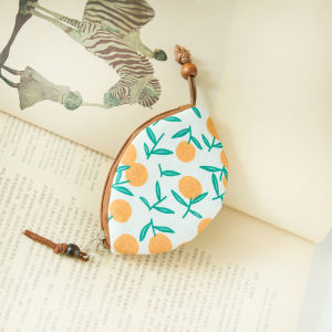 Creative Small Fabric Automobile Key Bag Protective Cover Keychain Ladies Pull-Out Storage Bag Vertical Shape Cotton Material