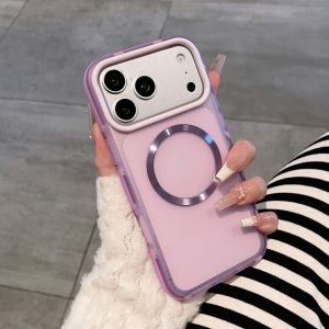 Matte Semi Transparent Magnetic MagSafe iPhone Case Hard PC Slim Frosted Anti Fingerprint Wireless Charging Casing For iPhone 16 15 14 13 17 Pro Max Trendy Pastel Candy Color Phone Case For Women