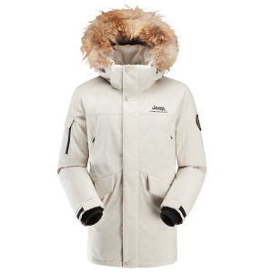 Jeep | Jeep Mens Outdoor Casual Goose Down Jacket With Otter Fur Collar Windproof Waterproof Breathable Warm Ultra-light Coat