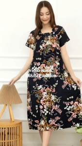 Daster fuji Asli motif bunga Bangkok Pakaian Wanita Pakaian Tidur Piyama  Daster