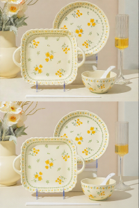 JINGDITAOCI | Underglaze Color Aesthetic Ceramic Tableware Set