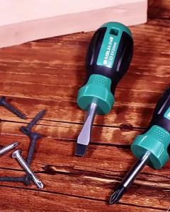  Mini Screwdriver S2 Alloy Steel 6mm Cross Flat Tip Non-Slip Grip Portable Hand Tool for Cabinet Electronic Narrow Gap Repair
