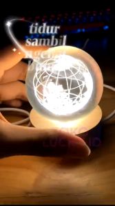 Lampu Meja Hias LED Kamar Tidur Bola Kristal Malam Bulan Hadiah Spesial