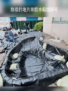 200 microns fish pond liner black Geomembrane HDPE material Garden pool landscaping reservoir/lotus pond/pond waterproof membrane dedicated for aquaculture ponds Durable for 50 years