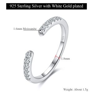 M-JAJA Open Moissanite Ring for Women Wedding Band 925 Sterling Silver Diamond Rings Birthday Gift 18K Gold Plated Fine Jewelry