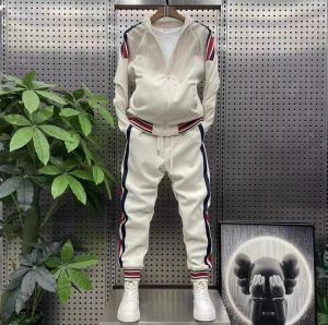 High-End Mens Casual Sportswear Set Fleece Lined Thickened Autumn Winter Open Cardigan Hoodie Jacket Long Pants Youth Size