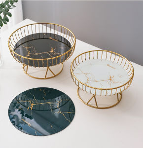 Khay Đựng Trái Cây Đồ Ăn Nhẹ Rổ Đựng Hoa Quả Hình Tròn Bằng Kim Loại Nhẹ Sang Trọng Trang Trí Phòng Khách Phòng Ăn