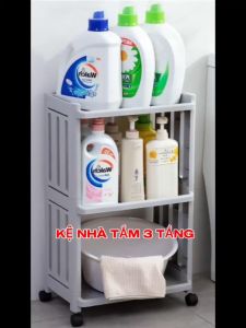 Kệ nhà tắm 3 tầng kệ nhà đa năng chịu lực tới 25kg có bánh xe di chuyển