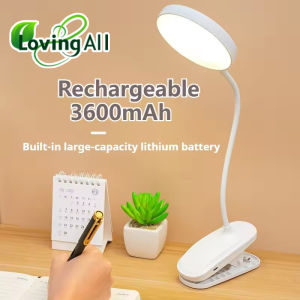 LED Portable Clip Table Lamp USB Rechargeable Clip Desk Lamp Bed Reading Night Light Touch 3 Dimming Modes Eye Protection Light