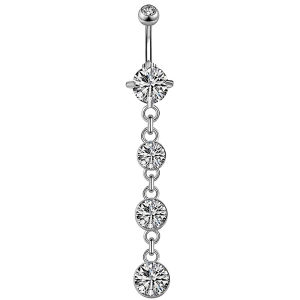 1pc Fringe Heart Crystals Dangled Belly Button Rings for Women 14G Curved Tassels Navel Piercing Nombril Body Piercings Jewelry