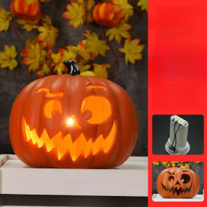 1PCS Integrated Light Compartment Halloween Illuminated Pumpkin Edge Plastic Ornament for Halloween Party Photo Layout Props