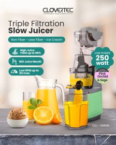 Clovertec Slow Juicer CSJ-045NG jus buah tanpa ampas