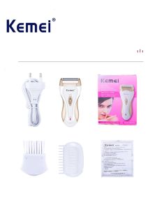 Kemei | Máy Cạo Râu Điện Kemei KM-3518 Dành Cho Nữ Và Nam Lưỡi Dao Bằng Thép Không Gỉ Có Thể Điều Chỉnh Độ Dài Dùng Cho Toàn Thân Và Vùng Bikini.
