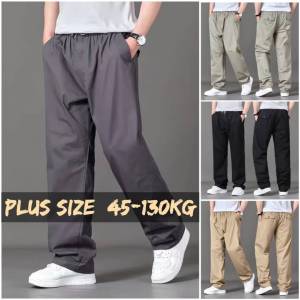 【Plus Size】45-130KG Men Oversized Loose Straight Cargo Solid Color Pants