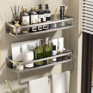 Bathroom Storage Rack Toilet Wall Mounted No Drilling Required Aluminum Alloy Shower Room Organizer Sink Shelf Bathroom Organizer