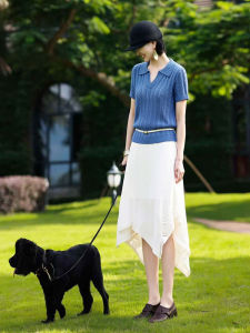 BOGUDU | Summer Stylish Leisure Blue Short Sleeve With Apricot Skirt Set