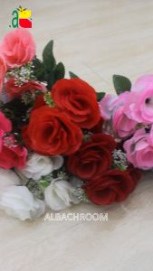 B8078 BUNGA PLASTIK MAWAR BABYBREATH 5 CABANG BUNGA ARTIFICIAL