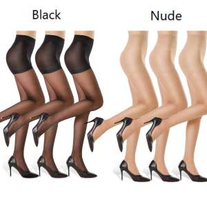 G&Y 3 Pairs Womens Sheer Tights - 20D Control Top Pantyhose with Reinforced Toes
