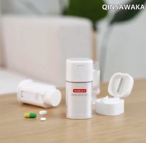 4 IN 1 Portable Mini Pill Box Pill Cutter Splitter Tablet Grinder Detachable Multi-function Medicine Capsule Storage Box Tablet Container