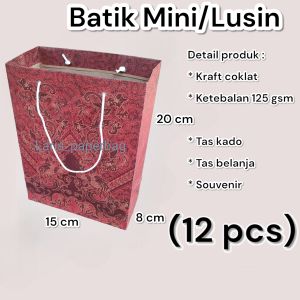 Paper Bag Batik Merah S/Lusin (15×8×20) cm