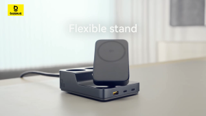 Baseus 67W Desktop Charging Station 6-in-1 Magnetic Stand Qi2 Wireless Charger USB Type C 2AC Interface for iPhone 17 16 15 Pro Max Laptop Phone for Home office
