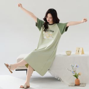 Miiow | Catwoman Summer Sleep Dress Womens New 2025 Pure Cotton Short Sleeve Dress Cute Girl Style Womens Nightgown Home Clothes