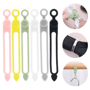 Dây Sắp Xếp Dây Silicon Đàn Hồi 6 Màu Dây Buộc Cáp Tái Sử Dụng Để Sắp Xếp Bó Cáp Điện Thoại Máy Cuộn Dây Quản Lý Quấn