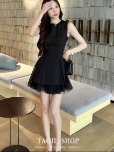 Black sleeveless dress new style womens summer slim fit a-line dress for work evening party