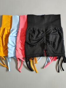 High Waist Drawstring Sports Shorts Women Tight Fitness Running Shorts Quick Dry Yoga Pants Three-Quarter Length Outdoor Clothing